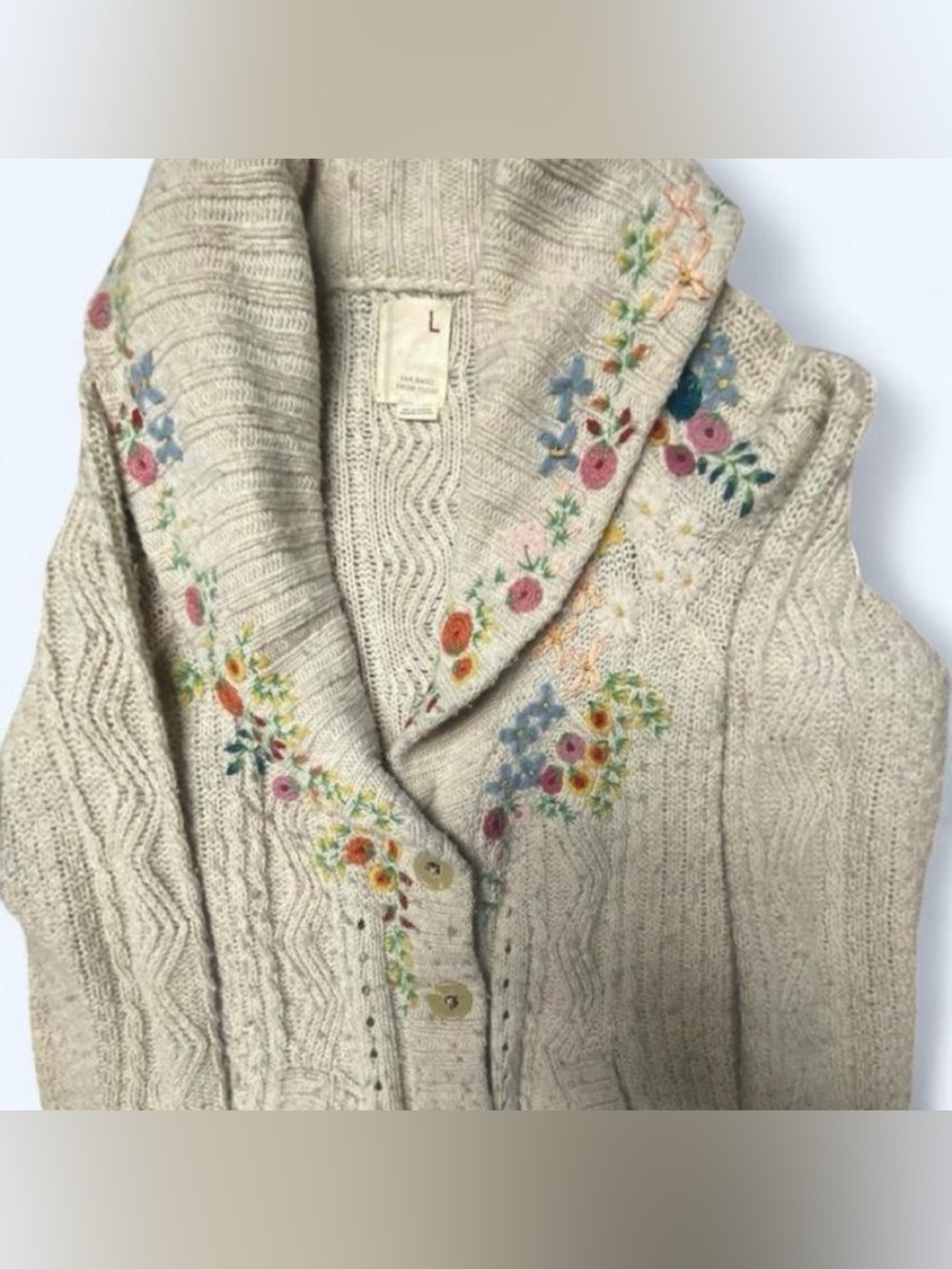 RARE! Anthropology “Far Away From Close” Embroidered Cardigan - Picture 4 of 9